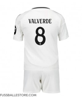 Günstige Real Madrid Federico Valverde #8 Heimtrikotsatz Kinder 2024-25 Kurzarm (+ Kurze Hosen)
